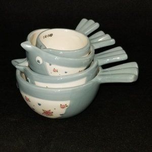 Creative Co-Op Blue Birds Measuring Cup Set